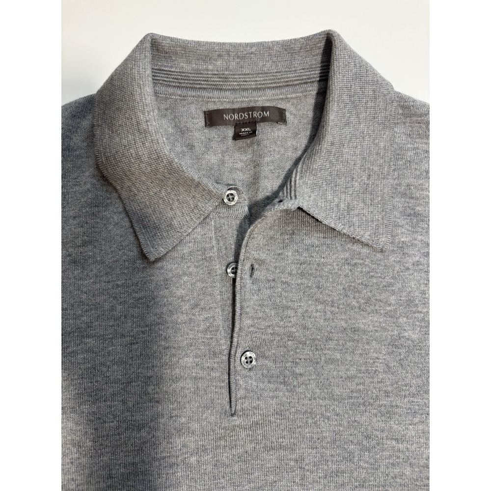 Nordstrom Men's Gray Collared Long Sleeve Merino Wool Sweater XXL - Picture 4 of 5